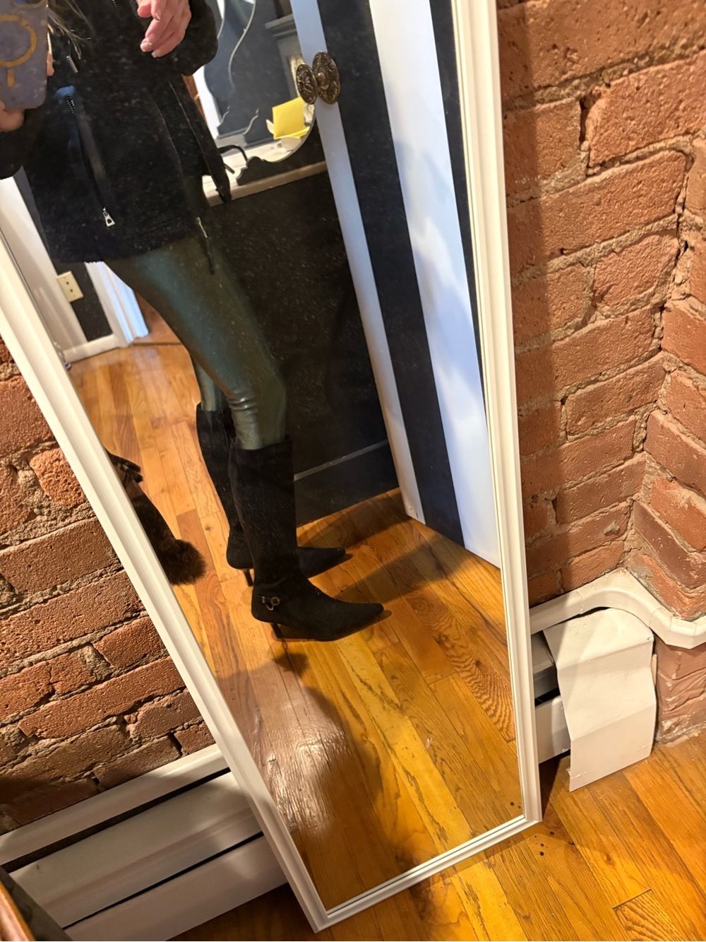 Kenzo Black Suede Mid-Calf Pointed Boots